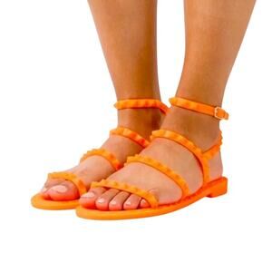 Steve Madden Women's Travel J Studded Jelly Flats – Orange – Size 6 – NWT